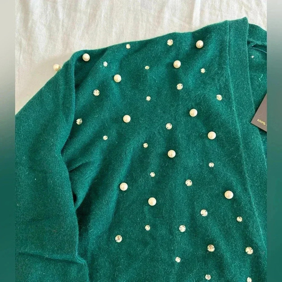 100% Cashmere Cardigan With Diamonds and Pearls - Picture 3 of 9